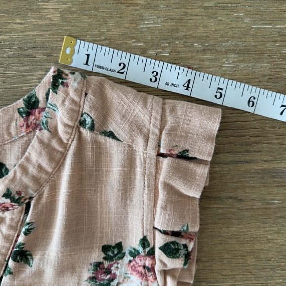 Monteau Rose Floral Linen Blend-Belted Button Up Flattering Sun Dress-Size S - Picture 13 of 16